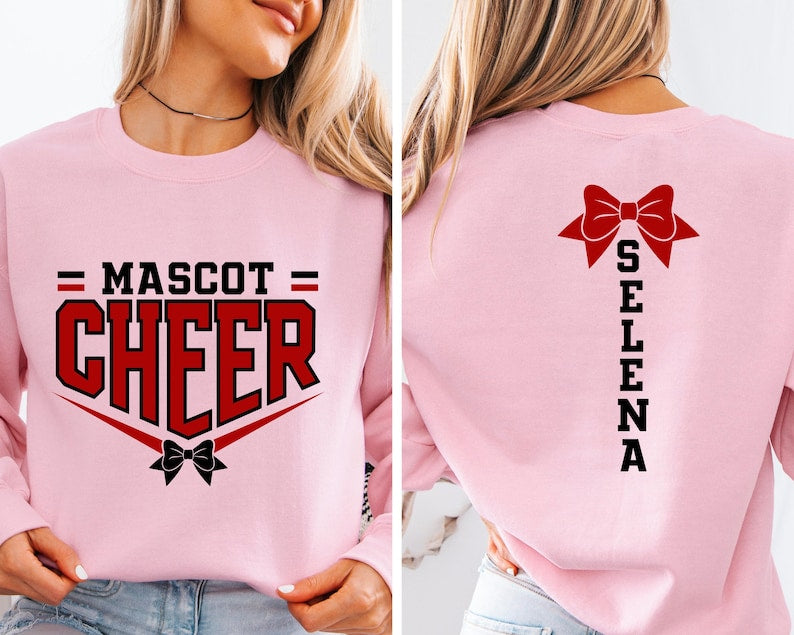 Personalized Cheer Mascot Sweatshirt, Cheer Sweater, Cheer Squad Sweaters, Cheer Mom with Name Sweater,Custom Cheer Team Name Sweater Hoodie