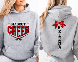 Personalized Cheer Mascot Sweatshirt, Cheer Sweater, Cheer Squad Sweaters, Cheer Mom with Name Sweater,Custom Cheer Team Name Sweater Hoodie