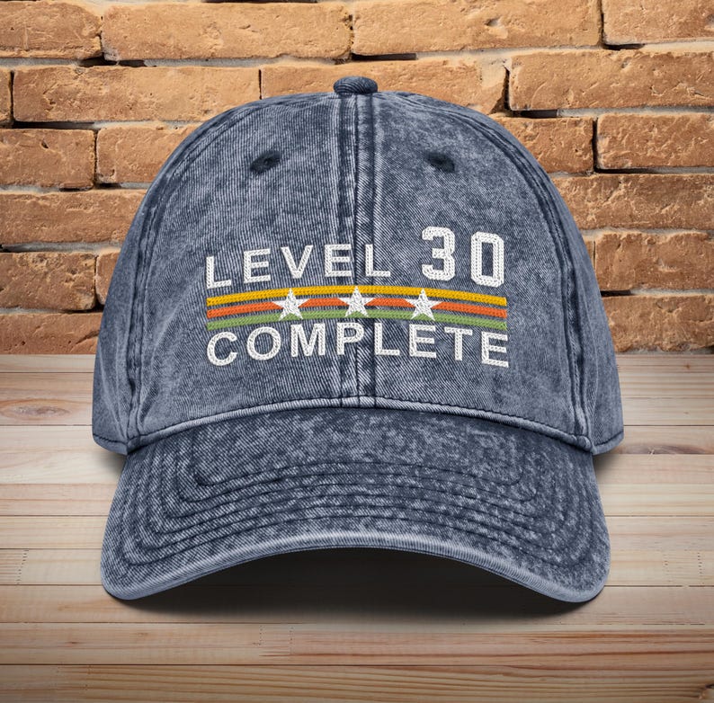 30 Years Wedding Anniversary Retro Vintage Embroidered hat for Husband and Wife Level 30 Complete Hat 30th Anniversary Gifts for