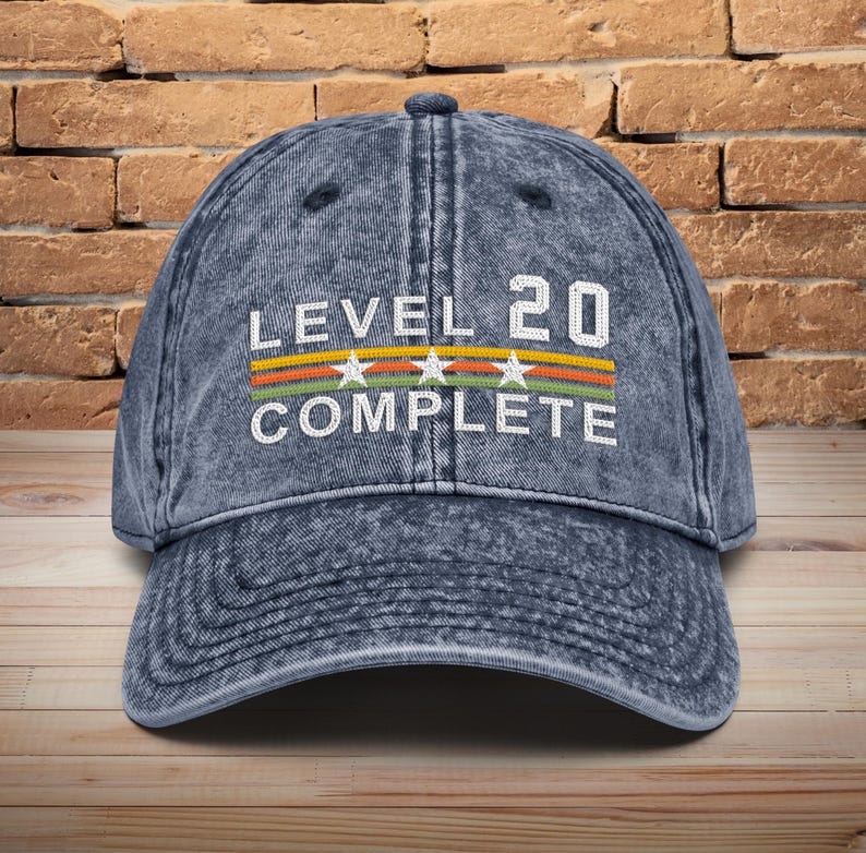 20 Years Wedding Anniversary Retro Vintage Embroidered hat for Husband and Wife Level 20 Complete Hat 20th Anniversary Gifts for