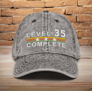35 Years Wedding Anniversary Retro Vintage Embroidered hat for Husband and Wife Level 35 Complete Hat 35th Anniversary Gifts for