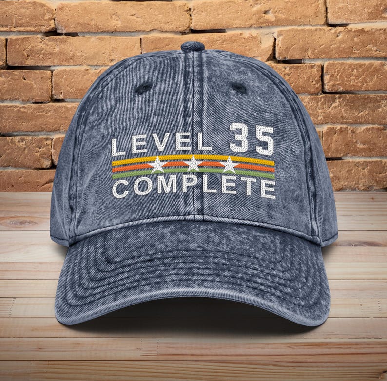 35 Years Wedding Anniversary Retro Vintage Embroidered hat for Husband and Wife Level 35 Complete Hat 35th Anniversary Gifts for