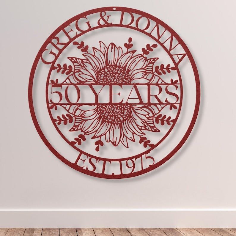 Metal Anniversary Sign / Anniversary Gift / Anniversary Gift For Parents / Year Anniversary Sign / Wedding Anniversary Metal Wall Art / Gift