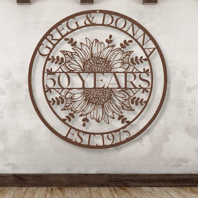 Metal Anniversary Sign / Anniversary Gift / Anniversary Gift For Parents / Year Anniversary Sign / Wedding Anniversary Metal Wall Art / Gift