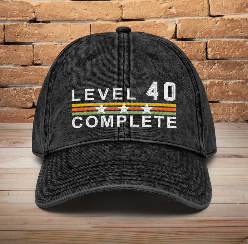 40 Years Wedding Anniversary Retro Vintage Embroidered hat for Husband and Wife Level 40 Complete Hat 40th Anniversary Gifts for