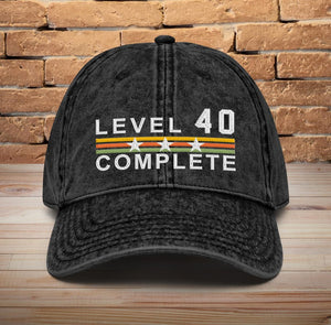 40 Years Wedding Anniversary Retro Vintage Embroidered hat for Husband and Wife Level 40 Complete Hat 40th Anniversary Gifts for