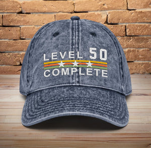 50 Years Wedding Anniversary Retro Vintage Embroidered hat for Husband and Wife Level 50 Complete Hat 50th Anniversary Gifts for