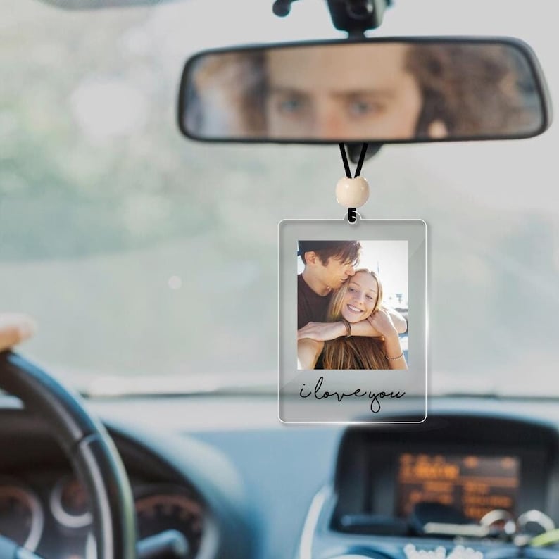 Personalized Photo Car Ornament, Hanging Car Polaroid Any Image, Drive Safe Ornament, Driving Test Pass Gift, Idea First Car Charm Gift