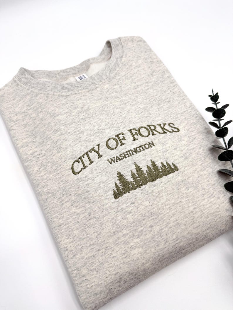 City of Forks Embroidered Sweatshirt | Washington Hoodie | Unisex Crewneck | Forest Embroidery | Twilight-Inspired Gift | Custom Colors il_794xN.6602103371_i251.jpg