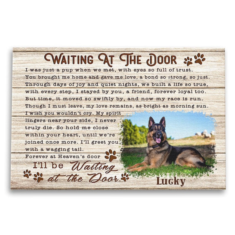 Canvas Personalized Dog Memorial Canvas, Loss of Dog Gifts, Pet Memorial Gifts, Waiting At The Door Dog