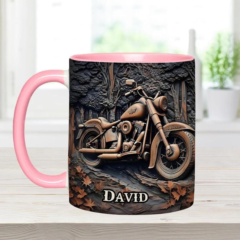 Never Underestimate An Old Man With A Motorcycle Personalized Biker Accent Mug, Motor Racer Coffee Cup Gift for Men, Custom Gift