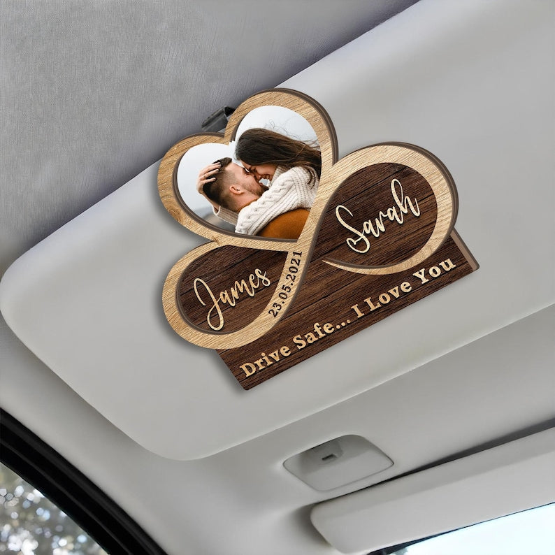 Custom Photo Car Visor Clip, Boyfriend Husband Gifts, Valentines Day Gift for Boyfriend, Gift for Him, Drive Safe, Sun Visor Picture Clip