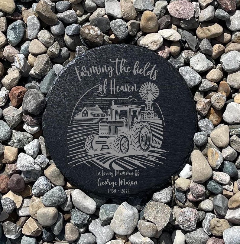 Farming In Heaven Farmer Memorial Garden Stone, Sympathy Gift, Grave Marker, Keepsake, Remembrance, Bereavement Gift, Loss of a Loved One