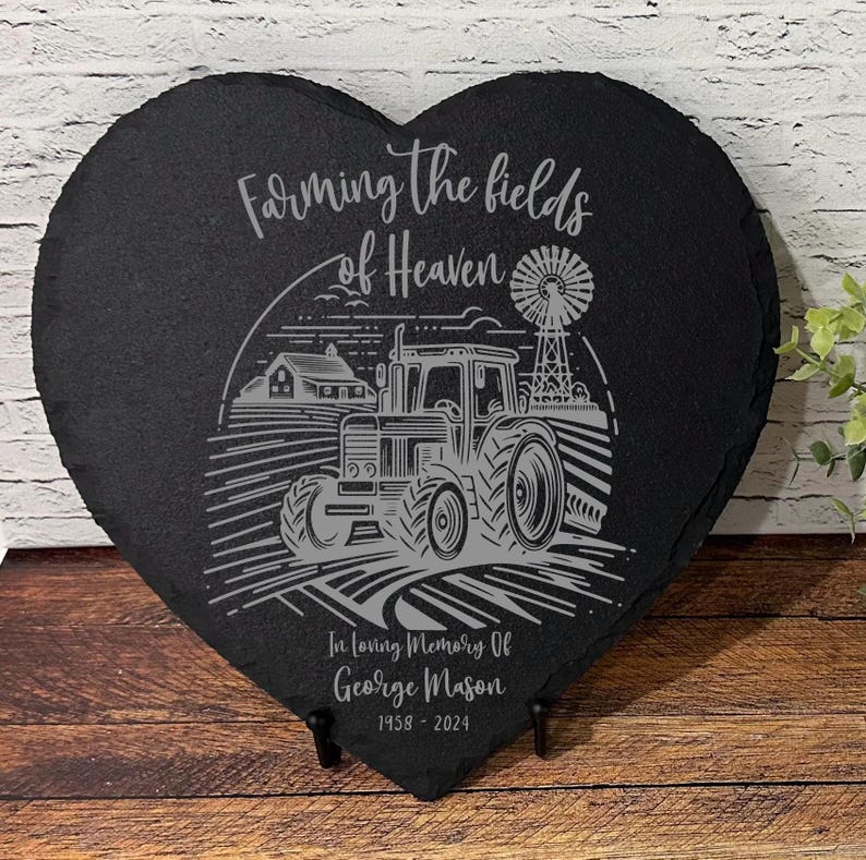 Farming In Heaven Farmer Memorial Garden Stone, Sympathy Gift, Grave Marker, Keepsake, Remembrance, Bereavement Gift, Loss of a Loved One