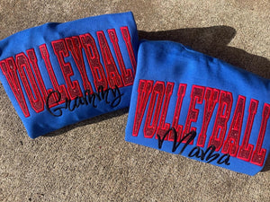 Volleyball Mom Or Custom Title Glitter Applique Embroidered Sweatshirt