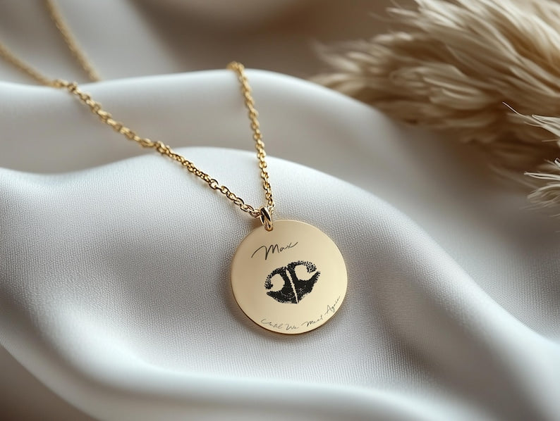 Dog Nose Print Necklace, Nose Imprint, Dog Paw, Silhouette, Custom Dog Nose Jewelry, Dog Memorial Necklace, Pet Memorial