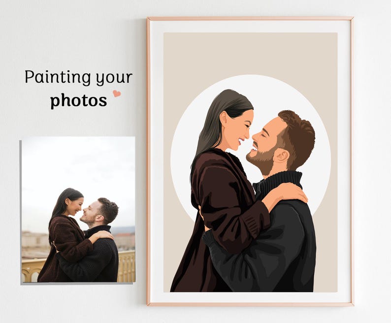 couple portrait canvas, gift for couple, faceless portrait, engagement drawing, boyfriend portrait, family portrait, custom gift, Faceless Gift