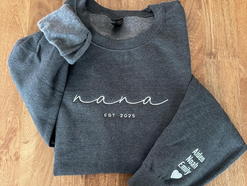 Personalized Grandma Sweatshirt, Embroidered Grandma Sweatshirt with Grandkids Names on Sleeves, Mother's Day Gifts, Gifts for Grandparents il_794xN.6605427578_j9ud.jpg