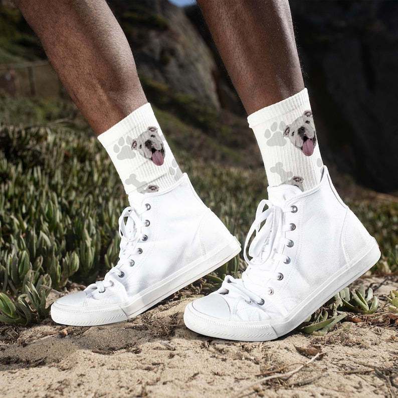 Custom Face Socks from Photo Personalized Cat Dog Funny Socks - Mens Socks for Grooms Cute Pet Socks with Face