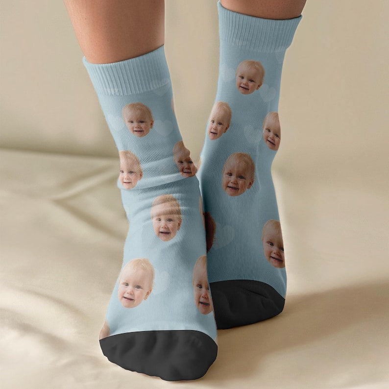 Custom Face Socks from Photo Personalized Cat Dog Funny Socks - Mens Socks for Grooms Cute Pet Socks with Face