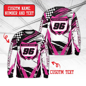 Custom Dirt Bike Long Sleeve Shirt, Personalized Rider's Name Number Plate Shirt, Motocross BMX Shirt, Off-Road Racing, 3D Dirt Bike Shirt