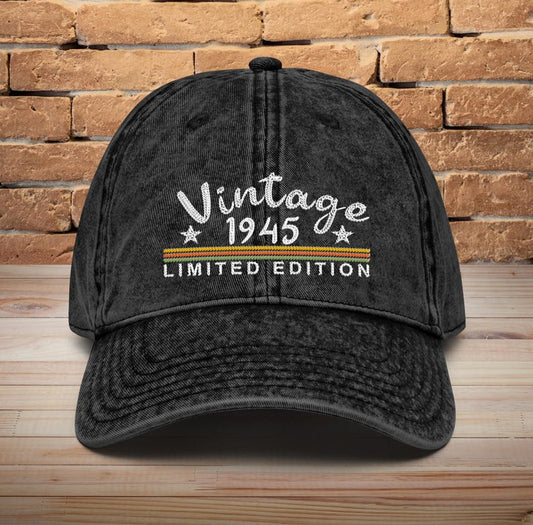 80th Birthday Vintage Retro Embroidered hat Dad Hat Gift For 80th Vintage Cotton Twill Cap Gift For Her Gift For Him