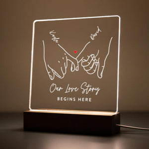 Personalized LED Acrylic Night Light Custom Couple Gift, Pinky Promise Sign, Anniversary, Wedding, Valentine's Day Gif