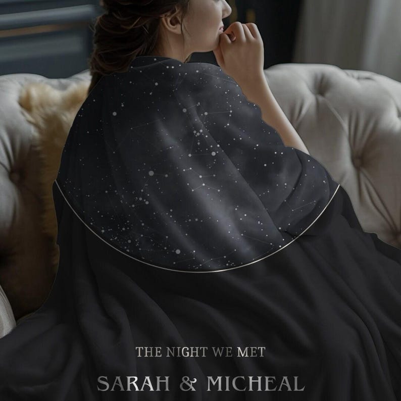 Custom Star Map Blanket, Special Date Anniversary Gift, Night Sky Print Blanket, Personalized Wedding Gift, Constellation Print Blanket