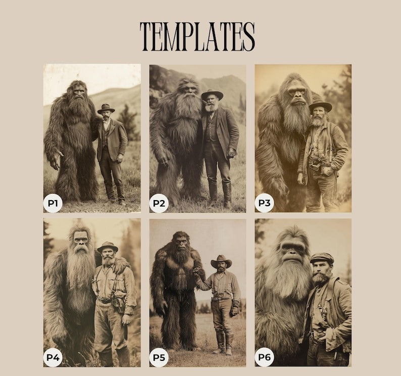 Custom Explorer Portrait with Cryptid, 1890s Wilderness Art for Adventurers and Mythological Creature Enthusiasts