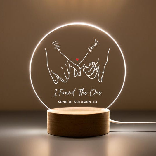 Personalized LED Acrylic Night Light Custom Couple Gift, Pinky Promise Sign, Anniversary, Wedding, Valentine's Day Gif