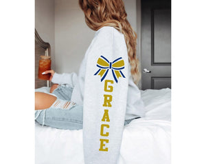 Custom Cheer Team Name Sweatshirt, Cheerleader Hoodie, Faux Glitter, Cheer Mom with Name Sweater, Mascot Sweatshirt, Cheer Competition