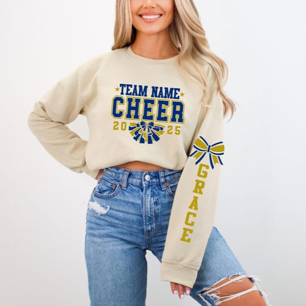 Custom Cheer Team Name Sweatshirt, Cheerleader Hoodie, Faux Glitter, Cheer Mom with Name Sweater, Mascot Sweatshirt, Cheer Competition