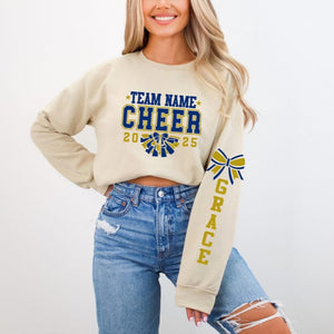 Custom Cheer Team Name Sweatshirt, Cheerleader Hoodie, Faux Glitter, Cheer Mom with Name Sweater, Mascot Sweatshirt, Cheer Competition