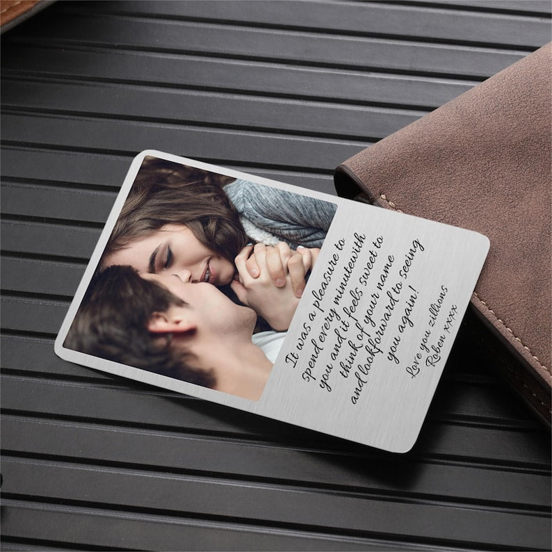 Personalized Metal Wallet Cards, Custom Photo & Message Wallet Insert Card, Valentines Gift, Anniversary Gift, Photo Gift Keepsake for him