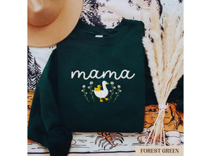 Embroidered Mama Sweatshirt, Goose Mama Crewneck, Mother's Day Gift, New Mom Gift, Baby Shower Gift, Cozy Mom Sweater, Cute Mom Sweatshirt