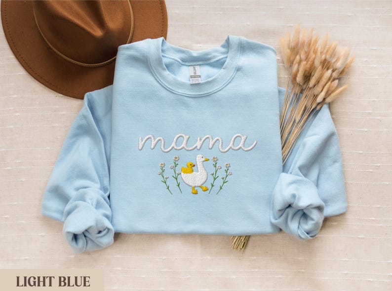 Embroidered Mama Sweatshirt, Goose Mama Crewneck, Mother's Day Gift, New Mom Gift, Baby Shower Gift, Cozy Mom Sweater, Cute Mom Sweatshirt