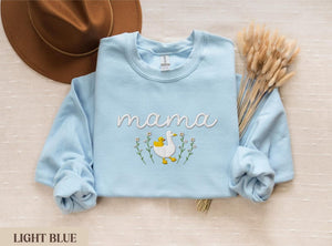 Embroidered Mama Sweatshirt, Goose Mama Crewneck, Mother's Day Gift, New Mom Gift, Baby Shower Gift, Cozy Mom Sweater, Cute Mom Sweatshirt
