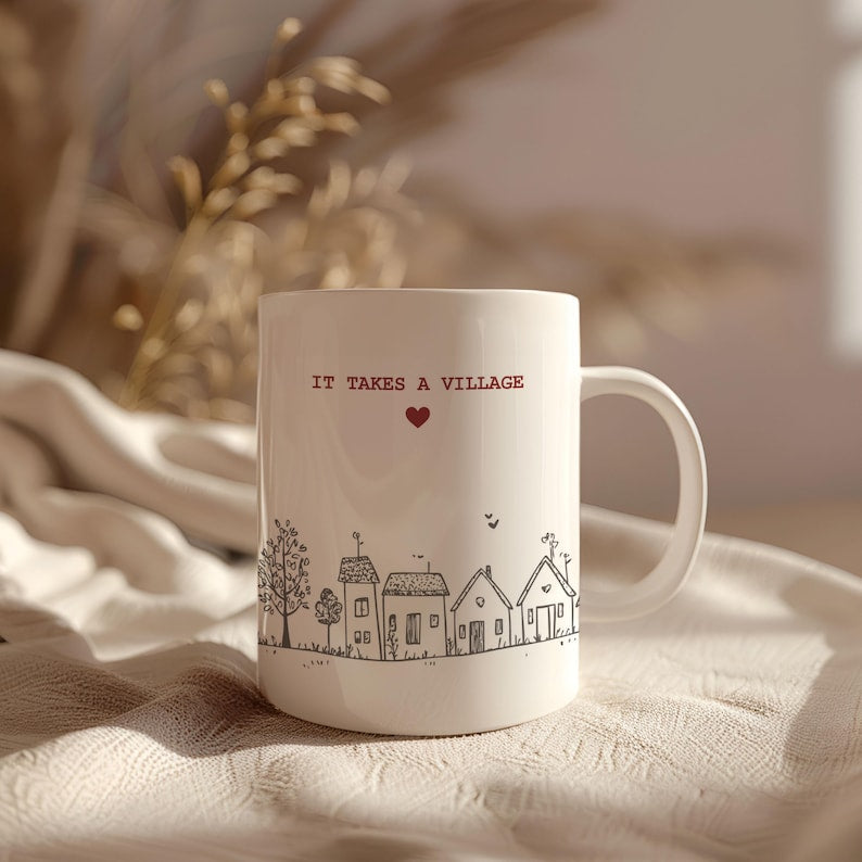 It Takes a Village Mug, Personalized Thank You Gift for Teacher Appreciation Gift, Babysitter Thank You, Gift for Nanny Thank You Coach