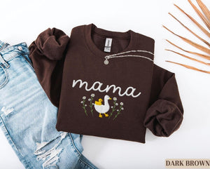 Embroidered Mama Sweatshirt, Goose Mama Crewneck, Mother's Day Gift, New Mom Gift, Baby Shower Gift, Cozy Mom Sweater, Cute Mom Sweatshirt