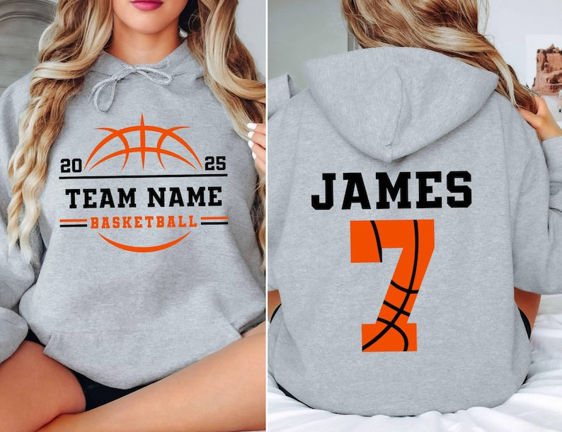 Personalized Basketball Team Mascot Hoodie, Custom Basketball Mom Hoodie, Basketball Hoodie With Number and Name, Game Day Cheer Mom Gift