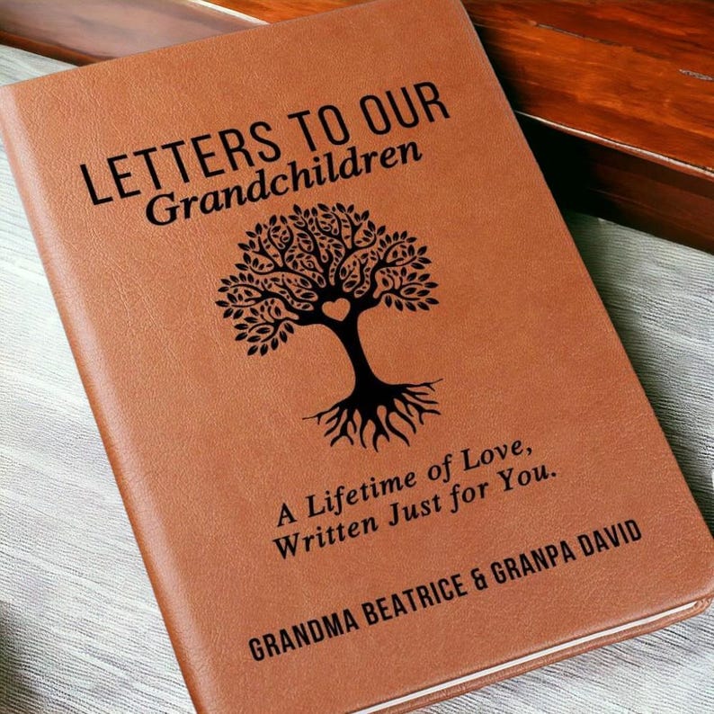 Letters To Our Grandchildren Personalized Leather Journal, Grandparent Memory Book, Legacy Keepsake for Grandkids, Gift for Grandchildren
