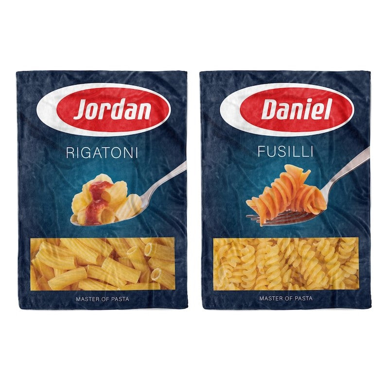 Pasta Personalised Blanket Throw/ Fun gift for her him kids BFF wife mother birthday/ Custom made/ Italian gift/ Christmas gift