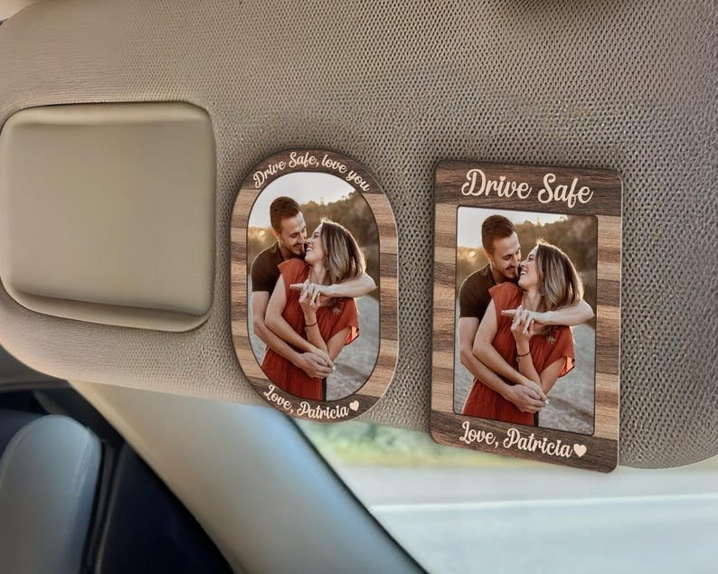 Custom Valentine Gift For Him, Couple Photo Car Visor Clip, Photo Sun Visor Clip, Personalized Photo Car Decoration, Couple Anniversary Gift