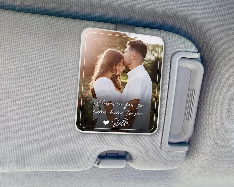 Valentine Gift For Him, Couple Photo Visor Clip, Custom Sun Visor Clip, Picture Car Hanging Ornament, Photo Car Accessory, Anniversary Gifts