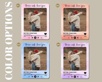 Custom Photo Car Visor Clip, Couple Photo Car Hanging Ornament, Personalized Picture Song Ornament, Valentine Gift For Him, Anniversary Gift
