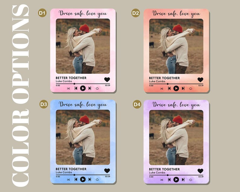 Custom Photo Car Visor Clip, Couple Photo Car Hanging Ornament, Personalized Picture Song Ornament, Valentine Gift For Him, Anniversary Gift