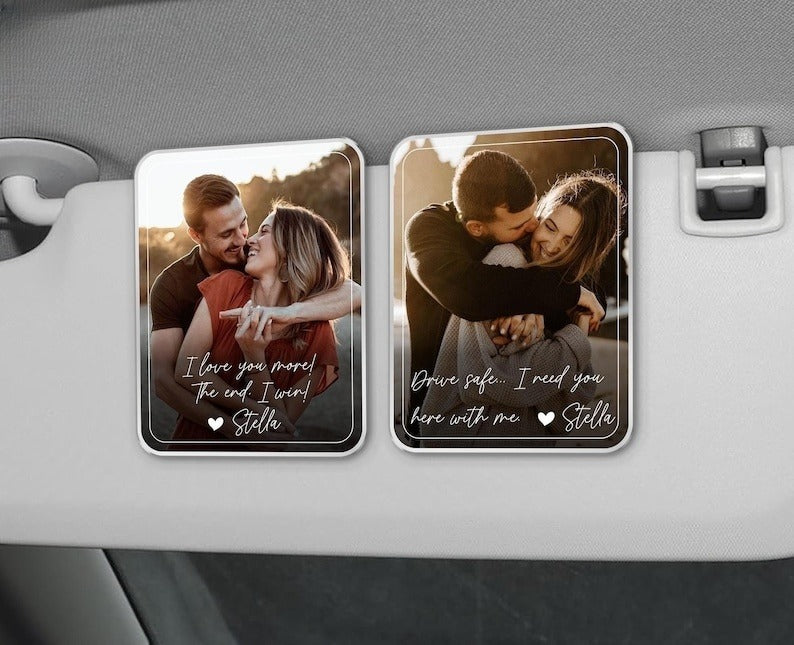 Valentine Gift For Him, Couple Photo Visor Clip, Custom Sun Visor Clip, Picture Car Hanging Ornament, Photo Car Accessory, Anniversary Gifts