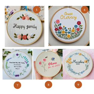 Custom Embroidered Wood Hoop, Name Banner, Hand Embroidered Hoop Art, Name Hoop Art, Anniversary Decor,Ring Holder,Wedding Decor,Baby Shower