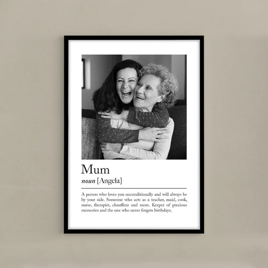 Personalised mum definition print - Custom gift with photo for mothers, mothers day present, birthday gift, Christmas, Photo Gift, Mum Quote