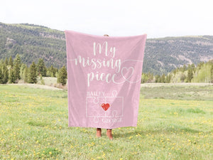 My Missing Piece Custom Valentines Day Gift, Couple Blanket, Valentine Snuggle Throw, Anniversary Gift, Gift for Girlfriend, Wifey Gift